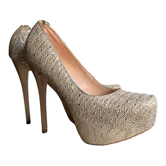 De Blossom Collection Bling platform heels \ Size 9 - Picture 2 of 13